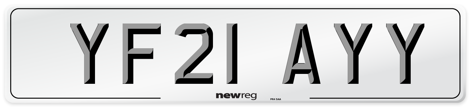 YF21 AYY Number Plate from New Reg